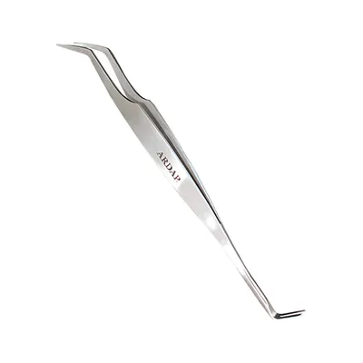 Ardap pinzetta in acciaio inox con punta curva, adatta per applicazioni di precisione.
