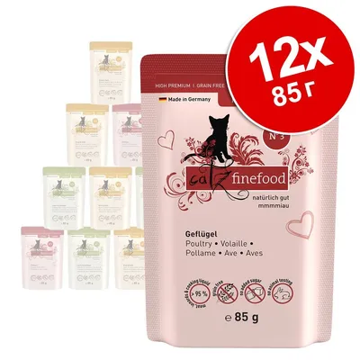 catz finefood пауч за котки, Geflügel, 85 г. Комплект 12×85 г. Видими икони: без зърно, без добавена захар, не е тествано върху животни, 95 % месо в сос. Произведено в Германия. catz finefood пауч за котки, Geflügel, 85 г. Комплект 12×85 г. Видими икони: без зърно, без добавена захар, не е тествано върху животни, 95 % месо в сос. Произведено в Германия.