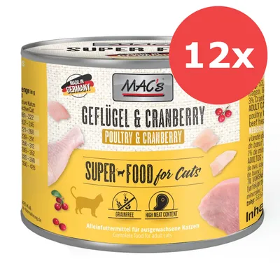 Sparpaket MAC´s Cat 12 x 200 g - Ente, Pute, Huhn