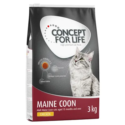 Concept for Life Maine Coon kattenvoer, 3 kg, met kip. Speciale formule: ondersteuning van de hartfunctie, bescherming van gewrichten en kraakbeen, aangepaste brokken.