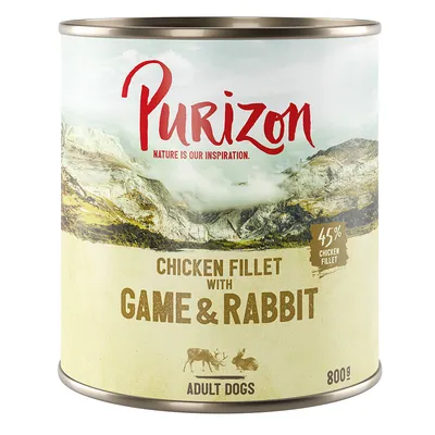 Purizon консервированный корм для собак, куриное филе с дичью и кроликом, 45% куриного филе, для взрослых собак, 800 г.