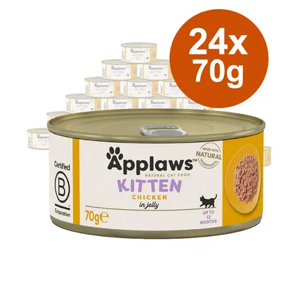 Applaws Kitten Chicken in Jelly, 24x70g. Certifierad av B Corporation, tillverkad med naturliga ingredienser, lämplig för kattungar upp till 12 månader.
