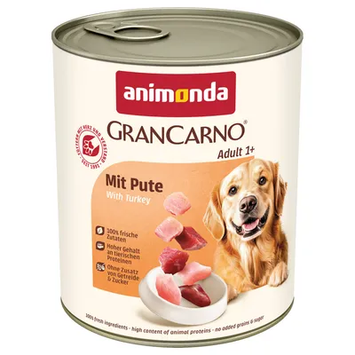 Ekonomipack: animonda GranCarno Original Adult 24 x 800 g - Kalkon