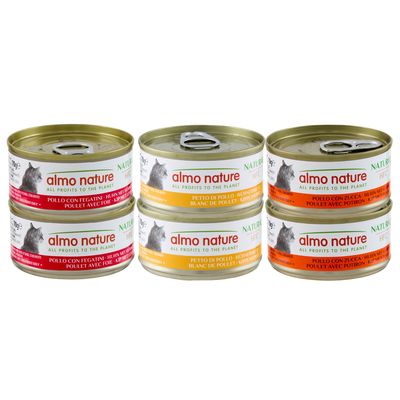 Voordeelpakket Almo Nature HFC Natural 24 x 70 g Kattenvoer Mixpakket met Kip