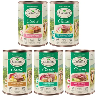 Pachet mixt de testare Lukullus Adult Conserve - 6 x 400 g (5 sortimente)