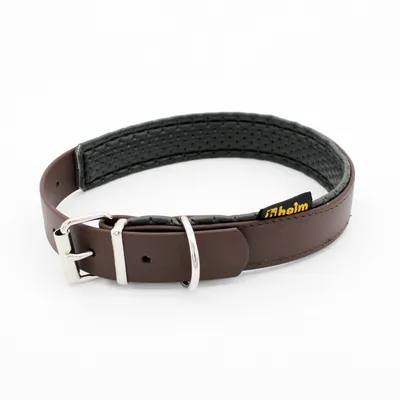 Heim Biothane®-Halsband weich gefüttert, braun - Halsumfang 39 - 49 cm, B 25 mm