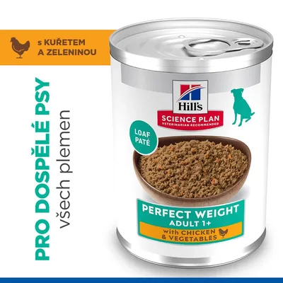 Hill's Science Plan Adult 1+ Perfect Weight Chicken & Vegetables - Výhodné balení: 12 x 363 g