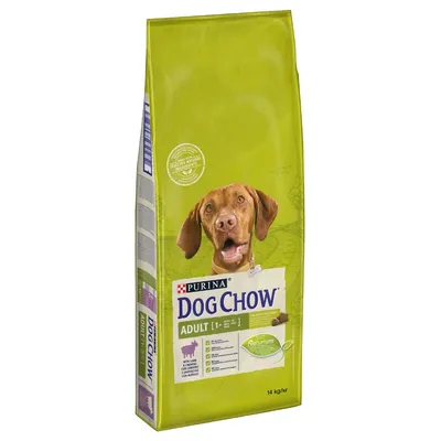 Purina Dog Chow Adult [1+] mit Lamm, Naturium Rezeptur, 14 kg. Trockenfutter für Hunde ab einem Jahr.