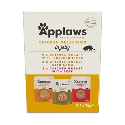 Applaws Adult Cat Pouches in Jelly Trial Pack 6 x 70g - Fish Selection