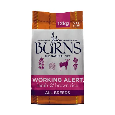 Burns The Natural Vet Working Alert Lamb & Brown Rice, 12kg, for all breeds, VAT free in UK. Burns The Natural Vet Working Alert Lamb & Brown Rice, 12kg, for all breeds, VAT free in UK.