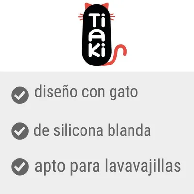 Tiaki. Diseño con gato, de silicona blanda, apto para lavavajillas.