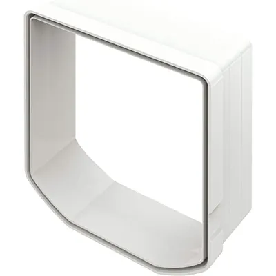 Weiße Kunststoff-Verlängerung für Katzenklappe, rechteckige Form mit abgerundeten Ecken.