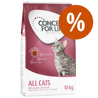 Concept for Life All Cats, Trockenfutter für ausgewachsene Katzen ab dem 1. Lebensjahr, 10 kg Packung, Special Formula: Gewichtskontrolle, Haarballenfunktion, Unterstützung der Harnwege.