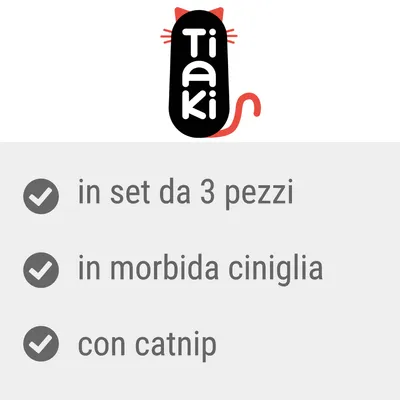 Tiaki, in set da 3 pezzi, in morbida ciniglia, con catnip
