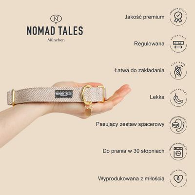 Nomad Tales München. Jakość premium, regulowana, łatwa do zakładania, lekka, pasujący zestaw spacerowy, do prania w 30 stopniach, wyprodukowana z miłością.