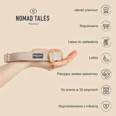 Nomad Tales München. Jakość premium, regulowana, łatwa do zakładania, lekka, pasujący zestaw spacerowy, do prania w 30 stopniach, wyprodukowana z miłością.