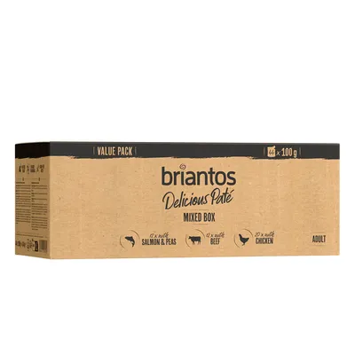 Briantos Delicious Paté Sparpaket 44 x 100 g - Mixpaket (Huhn, Rind & Lachs) Delicious Paté