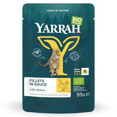 Yarrah Bio Filets in Saus 14 x 85 g Kattenvoer - met Bio Kip