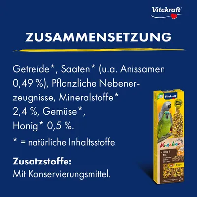 Vitakraft Kräcker Papagei - 2 x 2 Sticks Honig & Anis