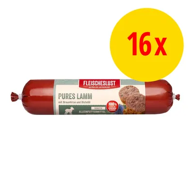 Fleischeslust Pures Lamm, mit Braunhirse und Distelöl, 100 % aus frischem Fleisch, Sensitiv Alleinfuttermittel, lot de 16 Fleischeslust Pures Lamm, mit Braunhirse und Distelöl, 100 % aus frischem Fleisch, Sensitiv Alleinfuttermittel, lot de 16
