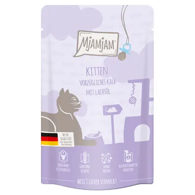  MjAMjAM Quetschie Kitten 12 x 125 g - hienoa vasikanlihaa lohiöljyllä