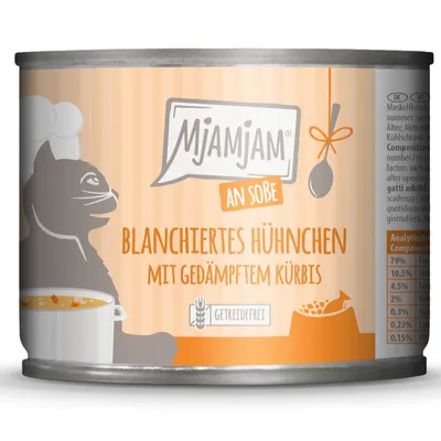 MjAMjAM en sauce 6 x 185 g - poulet blanchi avec potiron cuit à la vapeur