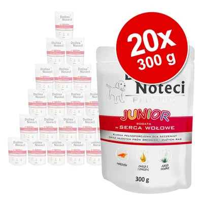Dolina Noteci Premium Junior, с говяжьим сердцем, 20x300 г. Полнорационный корм для щенков и молодых собак средних и крупных пород с морковью, омега-3 и -6 и юккой Mojave.