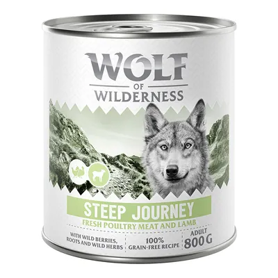Wolf of Wilderness Adult 6 x 800 g - Mit viel frischem Geflügel  - Steep Journey - Geflügel mit Lamm