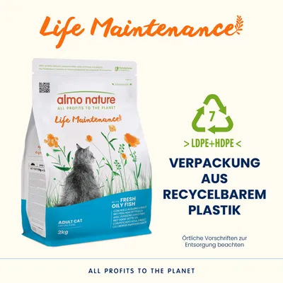 Gemischtes Probierpaket Almo Nature - 2 kg Functional Fettfisch & Reis + 6 x 140 g Classic Pazifikthunfisch