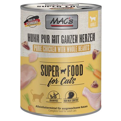 MAC's Cat kattfoder 6 x 800 g Kyckling PUR med hela fjäderfähjärtan