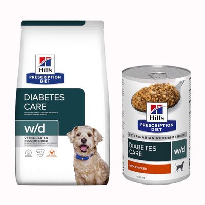 Hill's Prescription Diet Kidney Care k/d per cani, confezione con sacco grande e 10 lattine. Testo visibile: Provami!