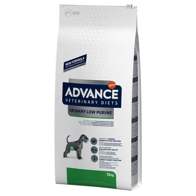 Advance Veterinary Diets Urinary Low Purine, 12 kg. Supports immune system, skin and coat health, low phosphorus and purine content for kidney function.