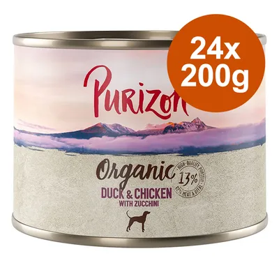 Purizon Organic Duck & Chicken met courgette, 24x200g blik, 13% eiwit, hoog vleesgehalte