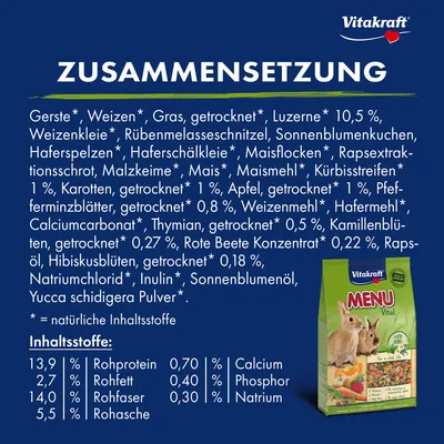 Vitakraft Menü Vital Zwergkaninchen - 2 x 5 kg