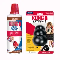 Set addestramento KONG Extreme Nero e KONG Easy Treat Liver - L: 10 cm + pasta (2 x 236 g)