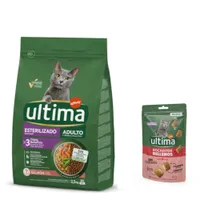 2,5 kg Ultima + 60 g Ultima töltött falatkák marhával snack ingyen! - Adult Sterilised lazac