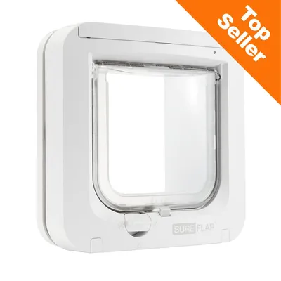 Chatière blanche avec inscription SURE FLAP visible sur le bas, étiquette orange en haut à droite avec texte « Top Seller »