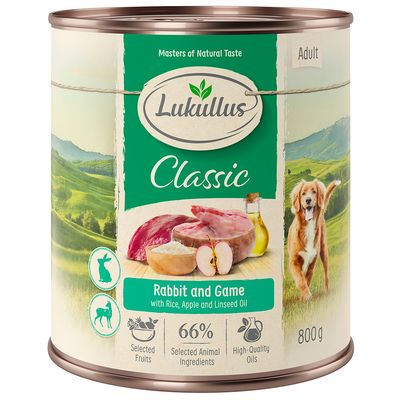 Lukullus Naturkost Adult 6 x 800 g Kaninchen & Wild
