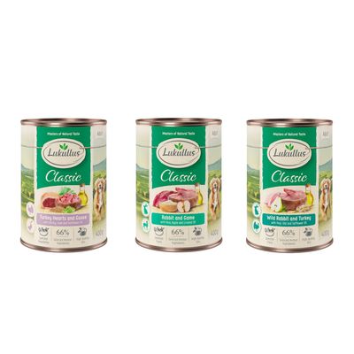 Prøvepakke: Lukullus Naturkost Adult 6 x 400 g 3 varianter