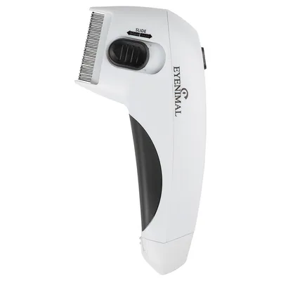 Elektrisk päls-trimmer från Eyenimal med skjutreglage och rostfria stålblad, ergonomisk design i vitt och svart. Elektrisk päls-trimmer från Eyenimal med skjutreglage och rostfria stålblad, ergonomisk design i vitt och svart.