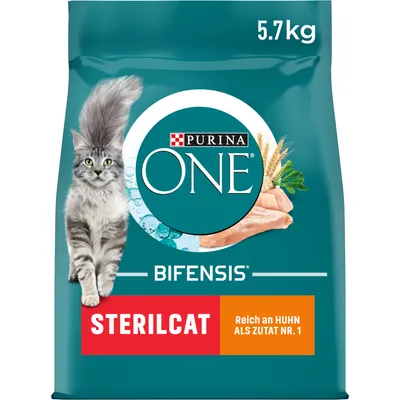 Purina ONE Bifensis Sterilcat, 5,7 kg, bogat în pui ca ingredient principal.