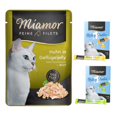 Miamor: Feine Filets, 24 x 100 g + Milky Shake: indyk, 4 x 20 g i kurczak, 4 x 20 g gratis!