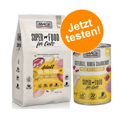 MAC's Super Food for Cats. Trockenfutter Adult Ente, Pute & Huhn, 7kg. Nassfutter Geflügel, Rind & Cranberry. Jetzt testen!