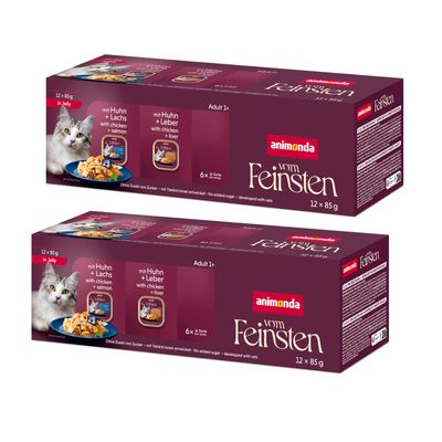Animonda Vom Feinsten, 24 x 85 g: 12 + 12 zdarma Míchané balení Adult v želé (2 druhy) 24 x 85 g