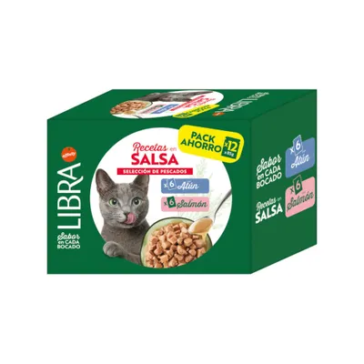 Libra Cat Selección de pescado en salsa Salmón y Atún - 12 x 85 g Libra Cat Selección de pescado en salsa Salmón y Atún - 12 x 85 g
