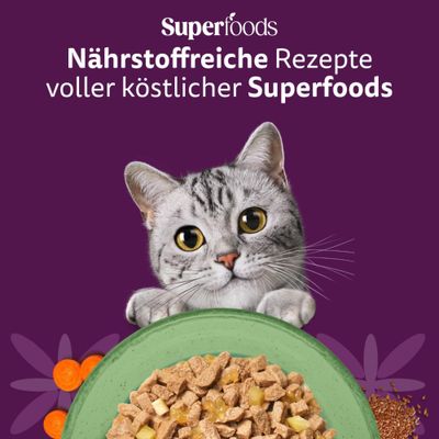 Whiskas 1+ Superfoods Gemischte Auswahl in Gelee 6 x 50 g - Hühnerleber & Thunfisch
