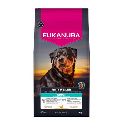 Eukanuba Breed Specific Premium droogvoer voor Rottweilers, Dogue de Bordeaux, Dogo Argentino en Rhodesian Ridgebacks. Adult vanaf 1 jaar. Verpakkingsgrootte: 12kg.