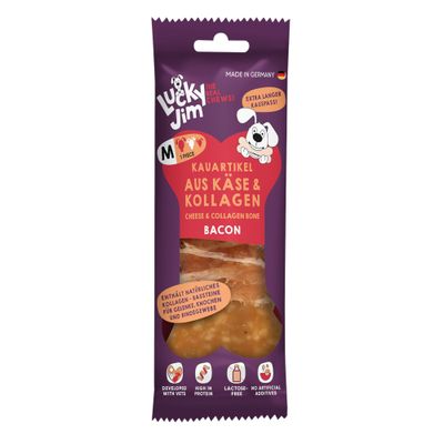 Lucky Jim Kauartikel aus Käse & Kollagen Classic, enthält natürliches Kollagen, laktosefrei, ohne künstliche Zusätze, hoher Proteingehalt, Made in Germany.