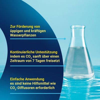 Fördert kräftige Wasserpflanzen, gibt CO₂ über 7 Tage ab, einfache Anwendung ohne CO₂-Diffusoren erforderlich.