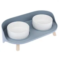 TIAKI Comedouro duplo de cerâmica para animais de estimação - 2 x 450 ml, 12,5 cm de diâmetro